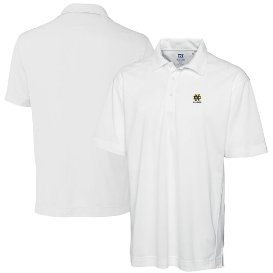 Men's Cutter & Buck  White Notre Dame Fighting Irish Alumni Logo DryTec Genre Textured Solid Polo