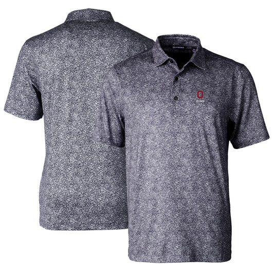 Men's Cutter & Buck Black Ohio State Buckeyes Alumni Logo Pike Constellation Print Stretch Polo