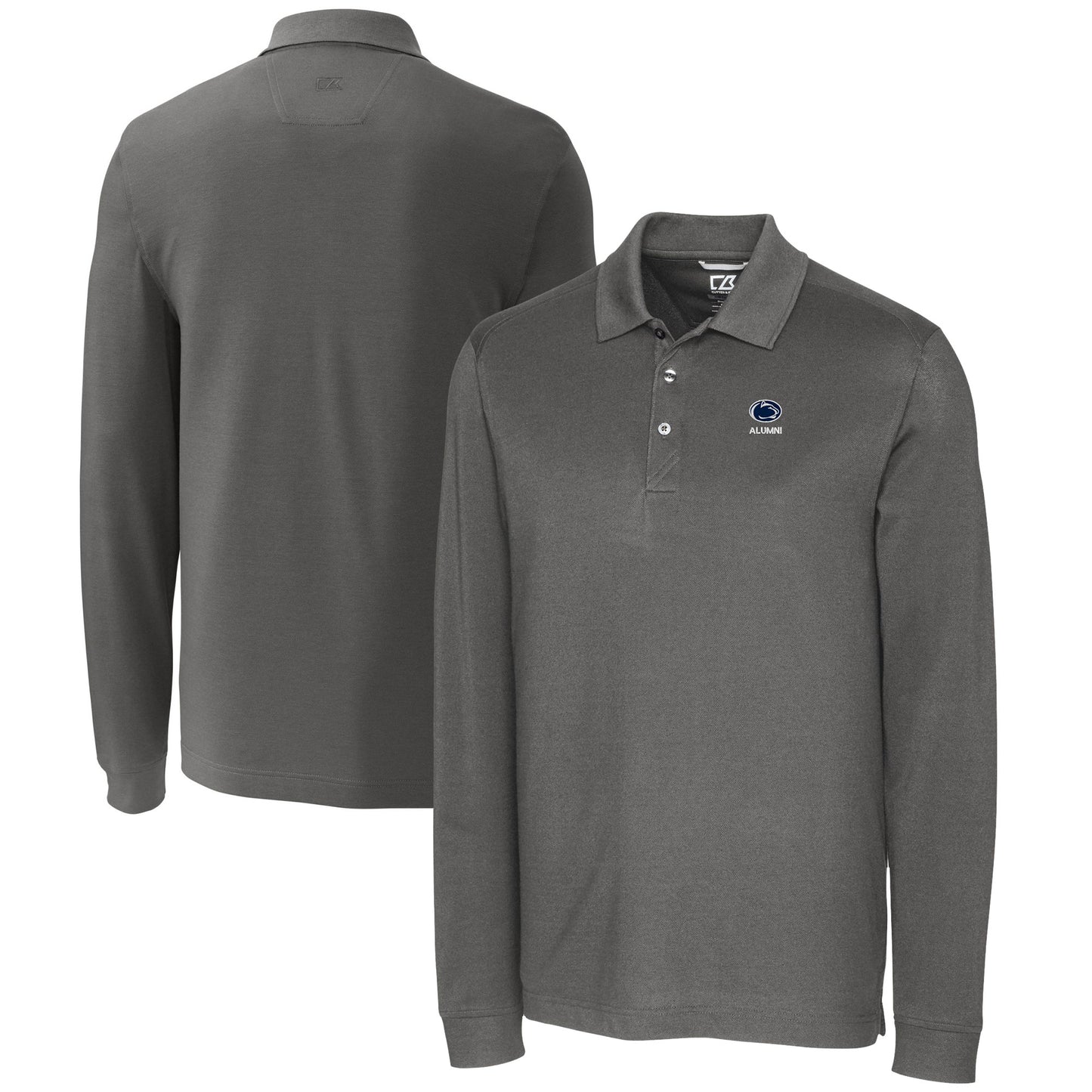 Men's Cutter & Buck  Gray Penn State Nittany Lions Alumni Logo Advantage Tri-Blend Pique Long Sleeve DryTec Polo
