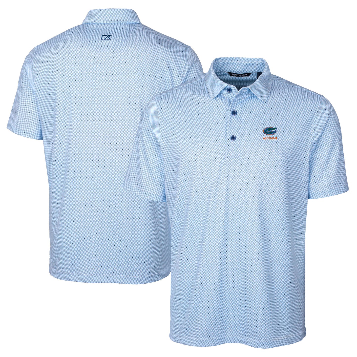 Men's Cutter & Buck  Royal Florida Gators Alumni Logo Double Dot Print Stretch Polo