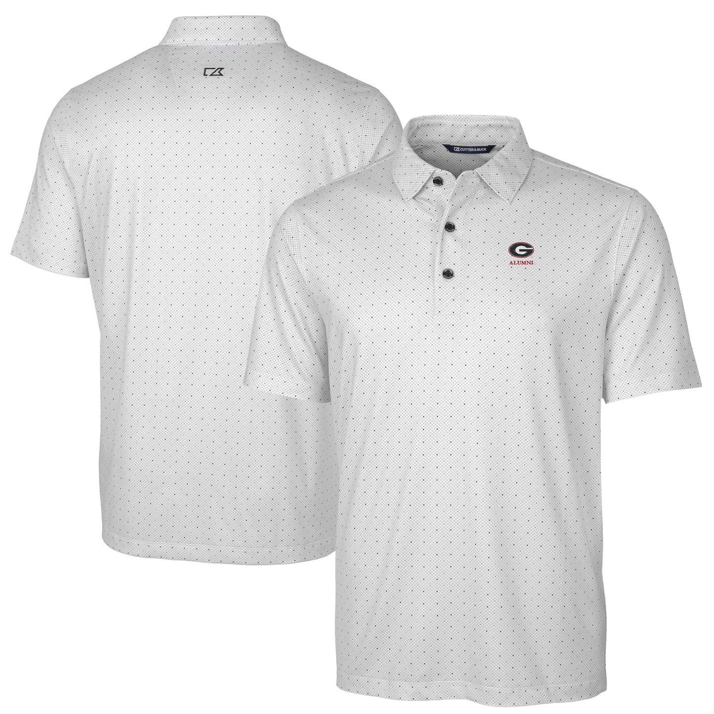 Men's Cutter & Buck  Charcoal Georgia Bulldogs Alumni Logo Double Dot Print Stretch Polo