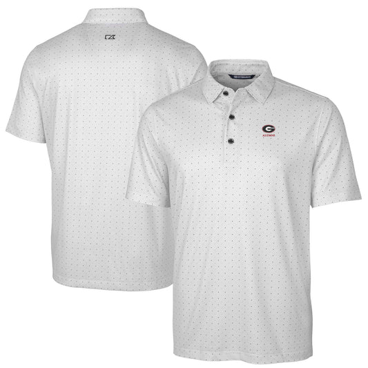 Men's Cutter & Buck  Charcoal Georgia Bulldogs Alumni Logo Double Dot Print Stretch Polo