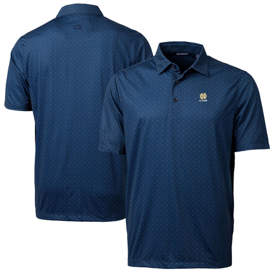 Men's Cutter & Buck  Navy Notre Dame Fighting Irish Alumni Logo Double Dot Print Stretch Polo