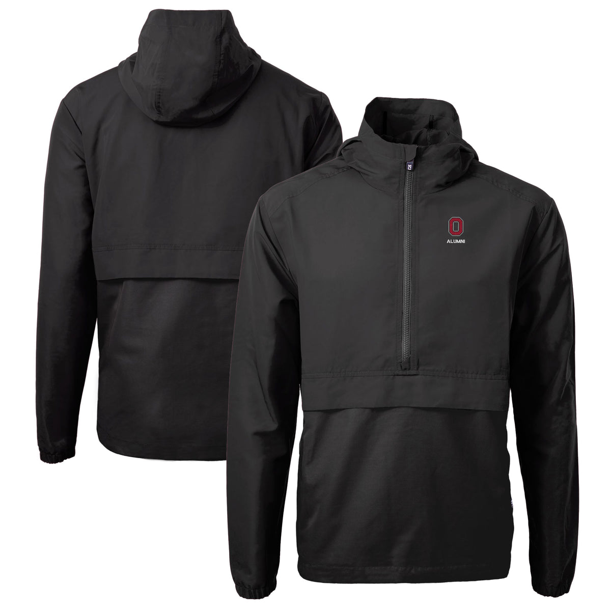 Men's Cutter & Buck  Black Ohio State Buckeyes Alumni Logo Charter Eco Knit Recycled Anorak Half-Zip Jacket
