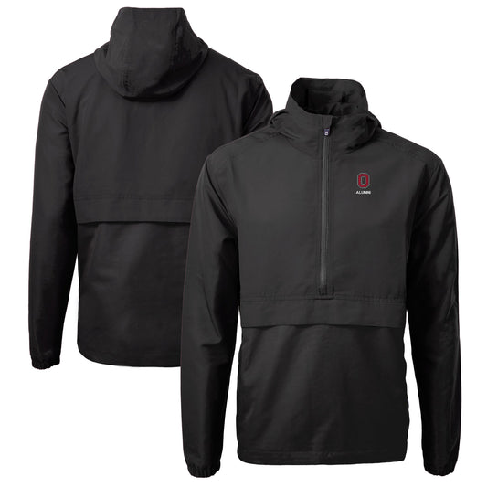 Men's Cutter & Buck  Black Ohio State Buckeyes Alumni Logo Charter Eco Knit Recycled Anorak Half-Zip Jacket