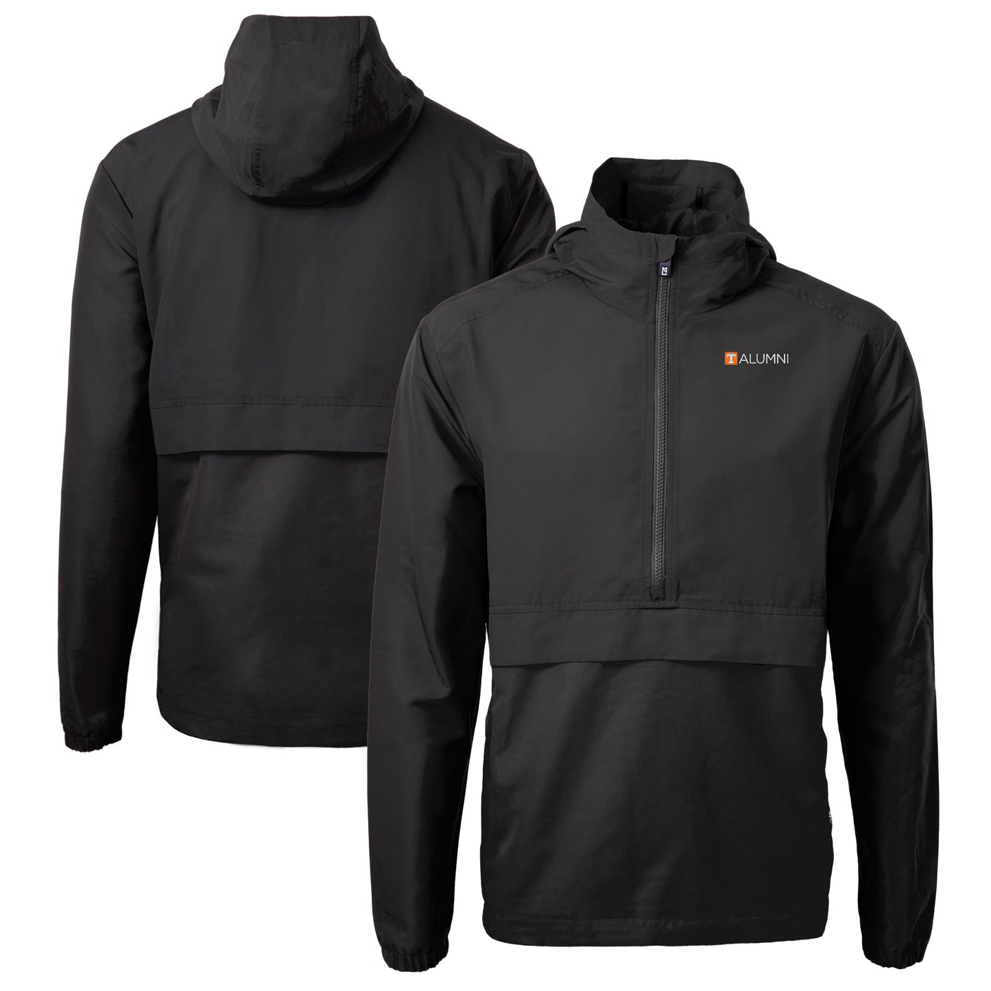 Men's Cutter & Buck  Black Tennessee Volunteers Alumni Logo Charter Eco Knit Recycled Anorak Half-Zip Jacket