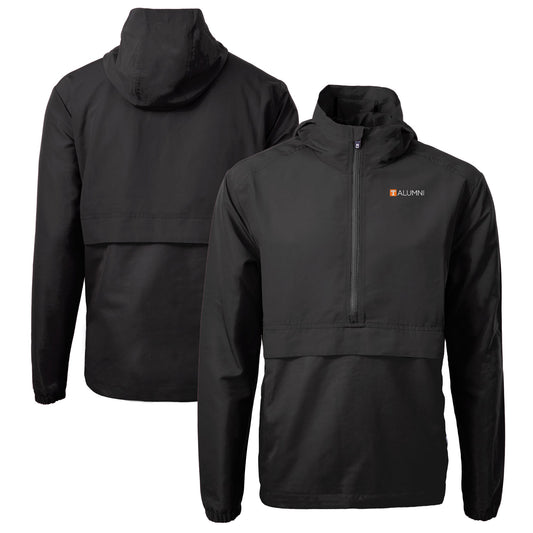 Men's Cutter & Buck  Black Tennessee Volunteers Alumni Logo Charter Eco Knit Recycled Anorak Half-Zip Jacket