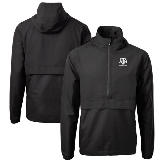 Men's Cutter & Buck  Black Texas A&M Aggies Alumni Logo Charter Eco Knit Recycled Anorak Half-Zip Jacket