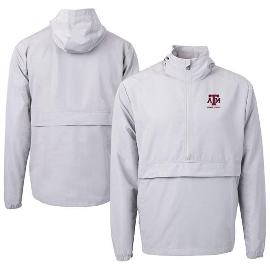 Men's Cutter & Buck  Gray Texas A&M Aggies Alumni Logo Charter Eco Knit Recycled Anorak Half-Zip Jacket