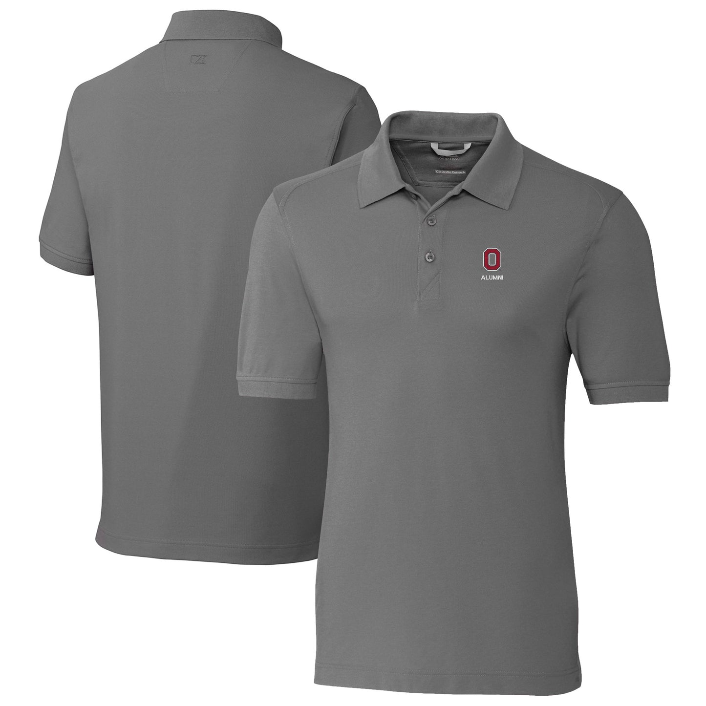 Men's Cutter & Buck  Gray Ohio State Buckeyes Alumni Logo Advantage Tri-Blend Pique Polo