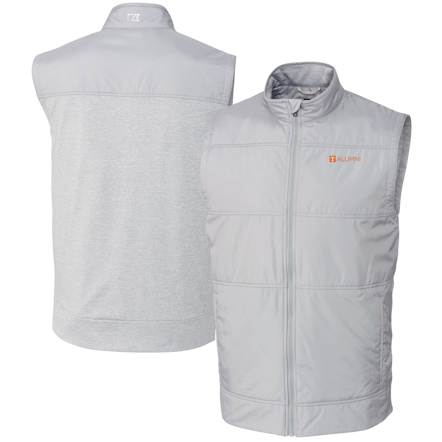 Men's Cutter & Buck  Gray Tennessee Volunteers Alumni Logo Stealth Hybrid Quilted Windbreaker Full-Zip Vest
