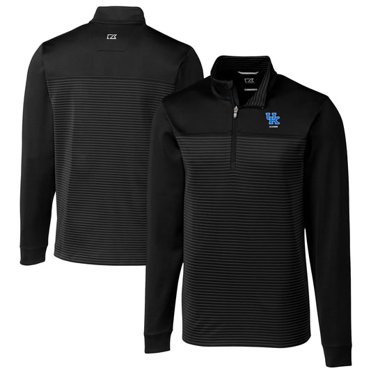 Men's Cutter & Buck  Black Kentucky Wildcats Alumni Logo Traverse Stripe Stretch Quarter-Zip Pullover Top