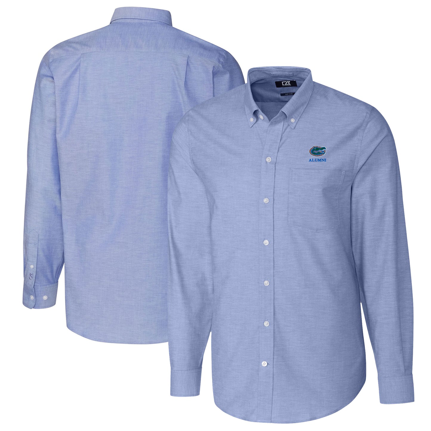 Men's Cutter & Buck  Royal Florida Gators Alumni Logo Stretch Oxford Long Sleeve Button-Down Shirt
