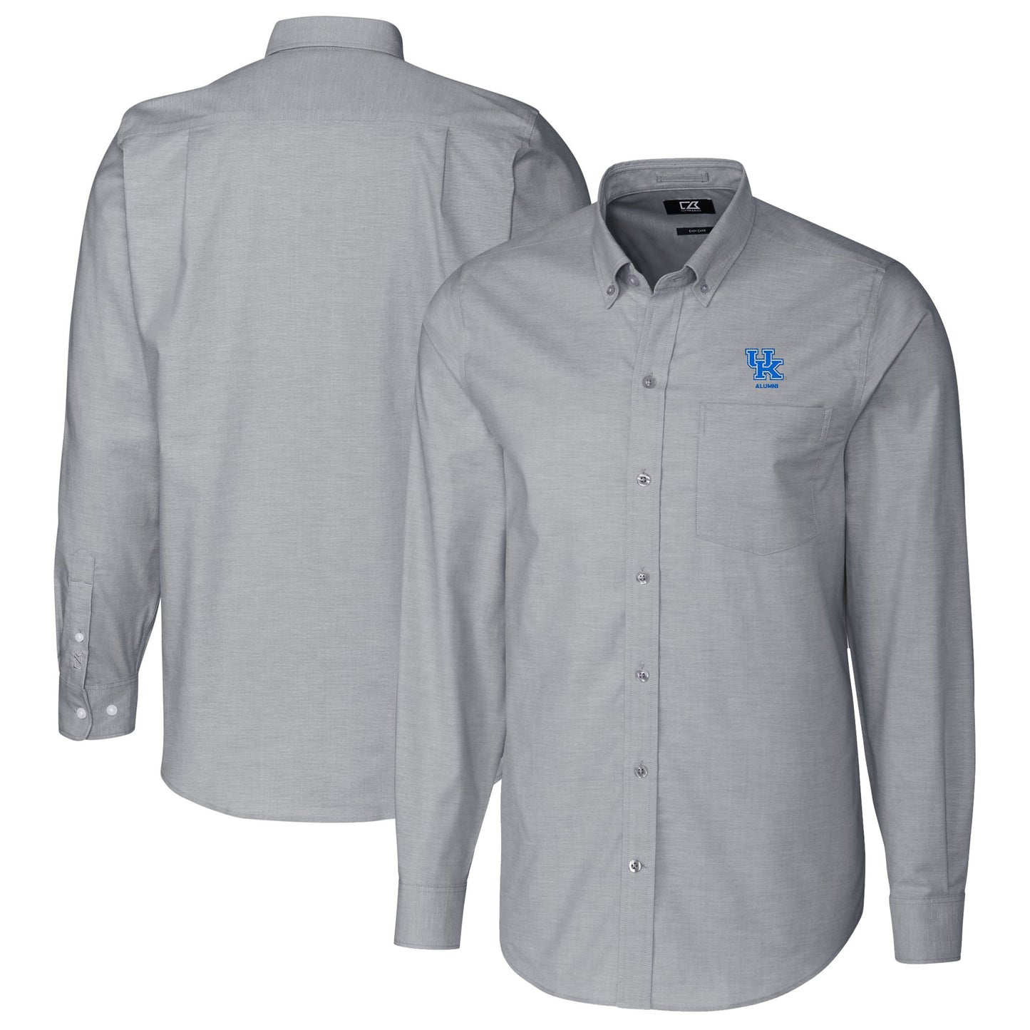 Men's Cutter & Buck  Charcoal Kentucky Wildcats Alumni Logo Stretch Oxford Long Sleeve Button-Down Shirt