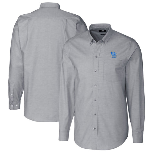 Men's Cutter & Buck  Charcoal Kentucky Wildcats Alumni Logo Stretch Oxford Long Sleeve Button-Down Shirt