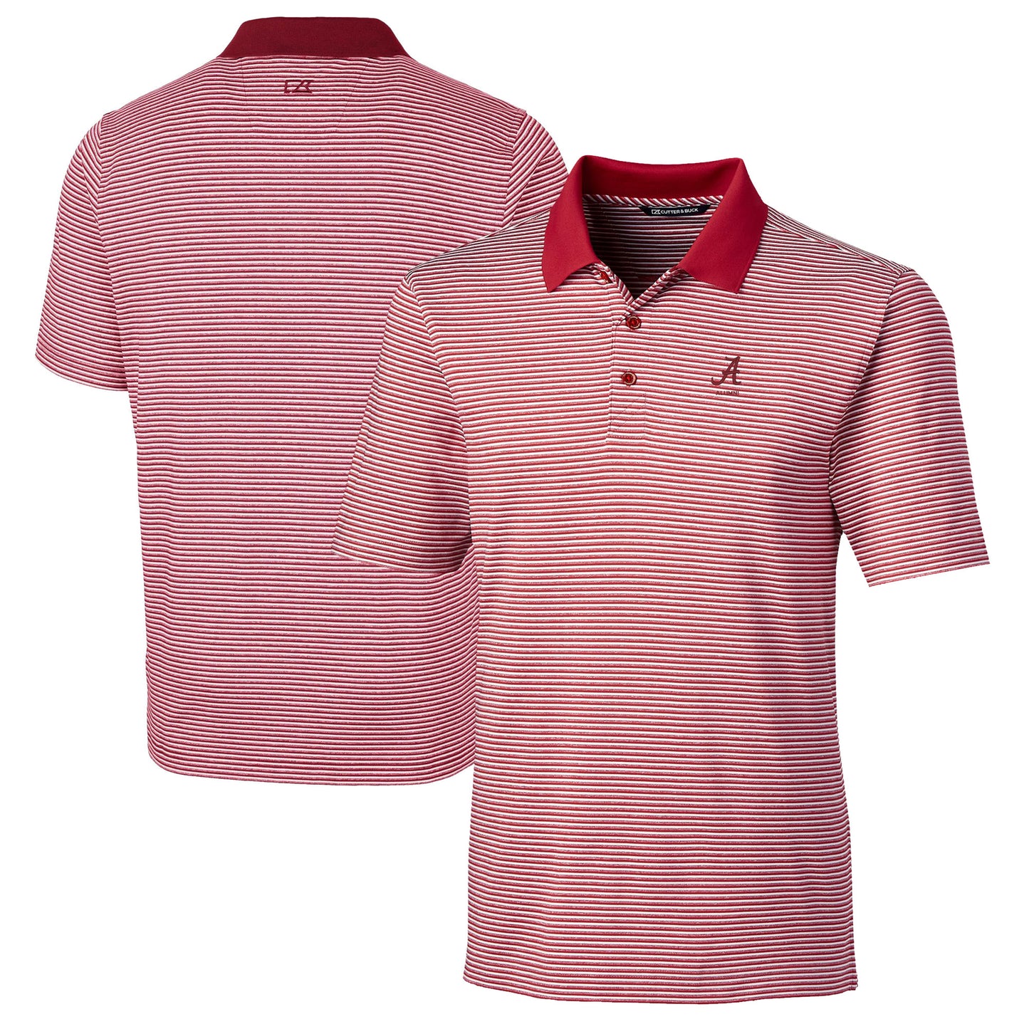 Men's Cutter & Buck  Crimson Alabama Crimson Tide Alumni Logo Forge Tonal Stripe Stretch Polo