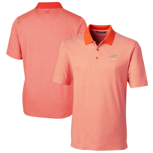 Men's Cutter & Buck  Orange Oklahoma State Cowboys Alumni Logo Forge Tonal Stripe Stretch Polo