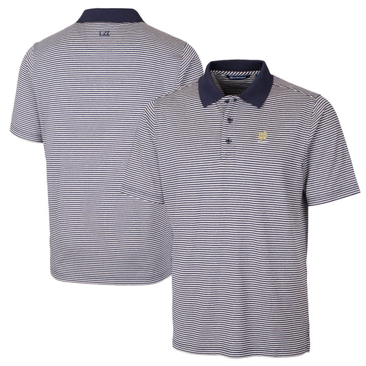 Men's Cutter & Buck  Navy Notre Dame Fighting Irish Alumni Logo Forge Tonal Stripe Stretch Polo