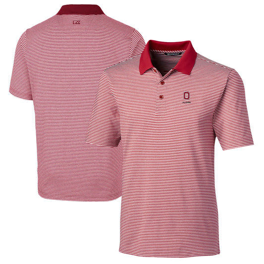 Men's Cutter & Buck  Scarlet Ohio State Buckeyes Alumni Logo Forge Tonal Stripe Stretch Polo