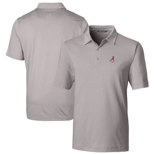 Men's Cutter & Buck  Gray Alabama Crimson Tide Alumni Logo Forge Pencil Stripe Stretch DryTec Polo