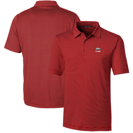 Men's Cutter & Buck  Cardinal Arkansas Razorbacks Alumni Logo Forge Pencil Stripe Stretch DryTec Polo