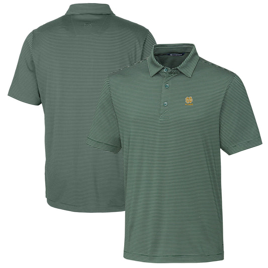 Men's Cutter & Buck  Green Notre Dame Fighting Irish Alumni Logo Forge Pencil Stripe Stretch DryTec Polo