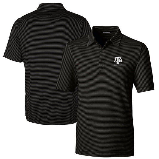 Men's Cutter & Buck  Black Texas A&M Aggies Alumni Logo Forge Pencil Stripe Stretch DryTec Polo