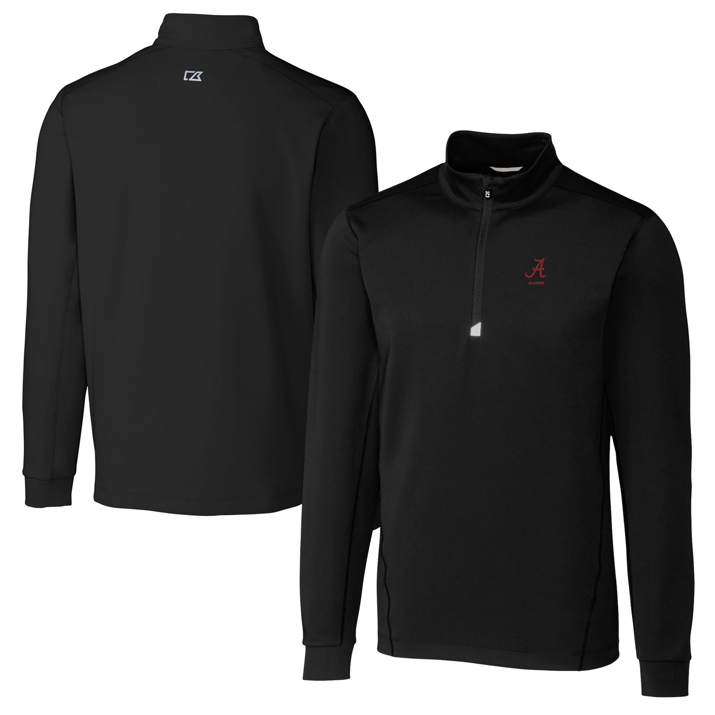 Men's Cutter & Buck  Black Alabama Crimson Tide Alumni Logo Traverse Stretch Quarter-Zip Pullover Top