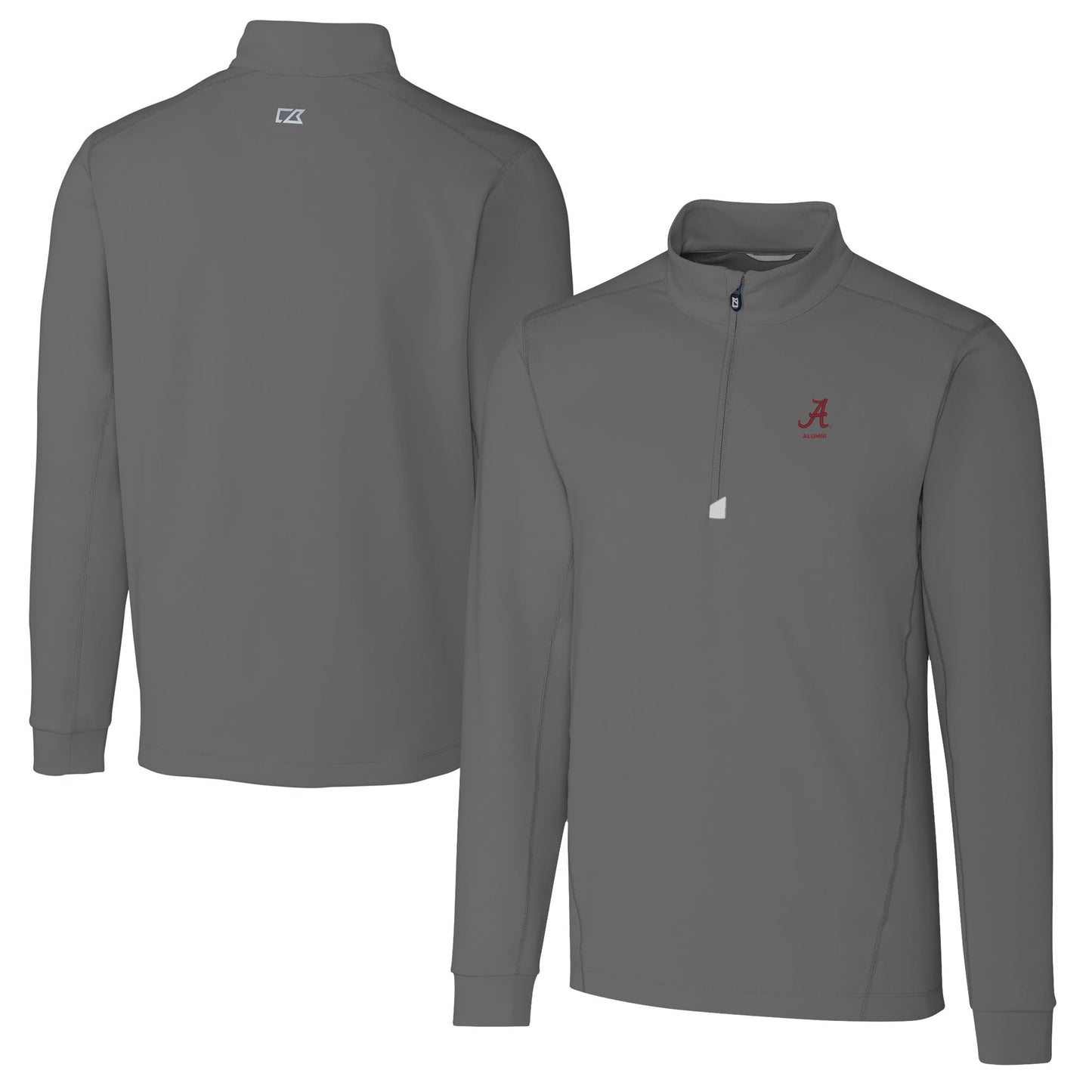 Men's Cutter & Buck  Gray Alabama Crimson Tide Alumni Logo Traverse Stretch Quarter-Zip Pullover Top