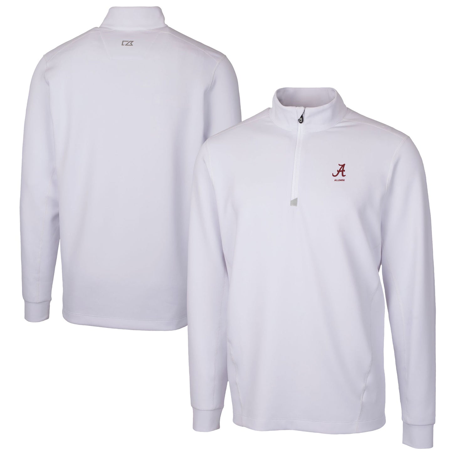 Men's Cutter & Buck  White Alabama Crimson Tide Alumni Logo Traverse Stretch Quarter-Zip Pullover Top