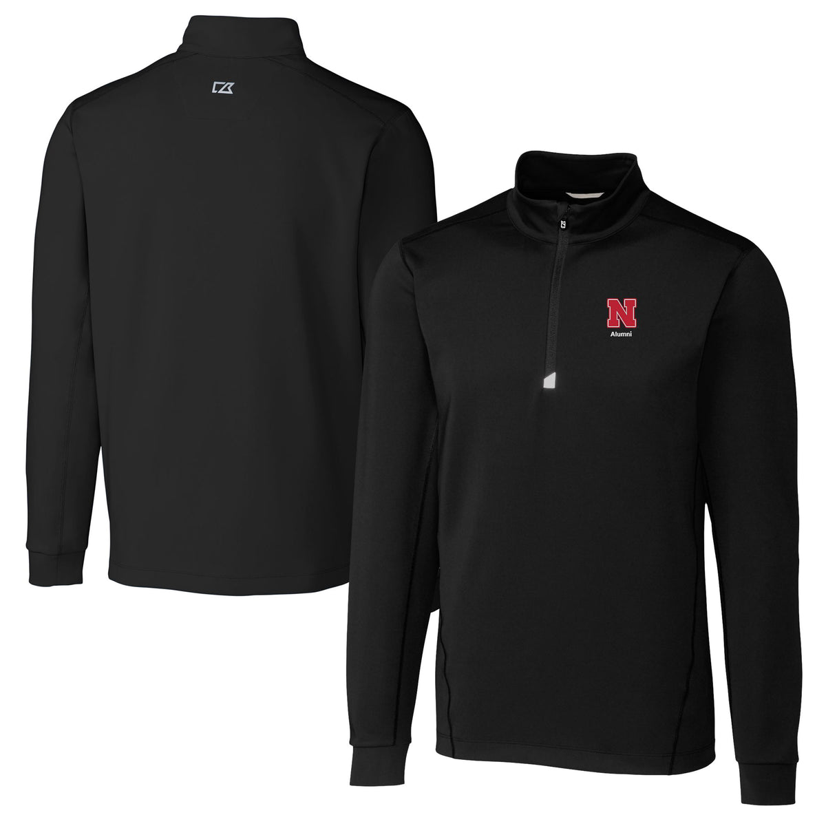 Men's Cutter & Buck  Black Nebraska Huskers Alumni Logo Traverse Stretch Quarter-Zip Pullover Top