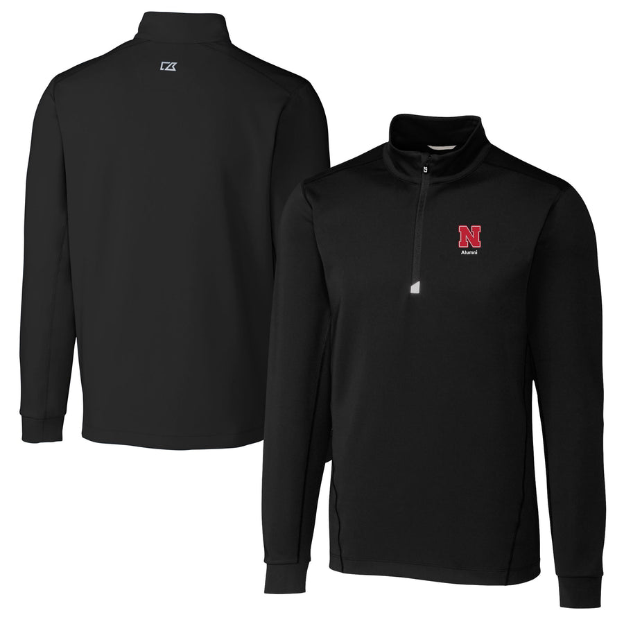 Men's Cutter & Buck  Black Nebraska Huskers Alumni Logo Traverse Stretch Quarter-Zip Pullover Top