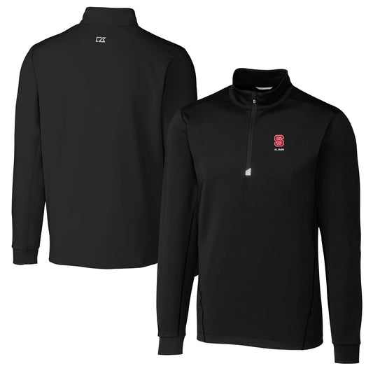 Men's Cutter & Buck  Black NC State Wolfpack Alumni Logo Traverse Stretch Quarter-Zip Pullover Top