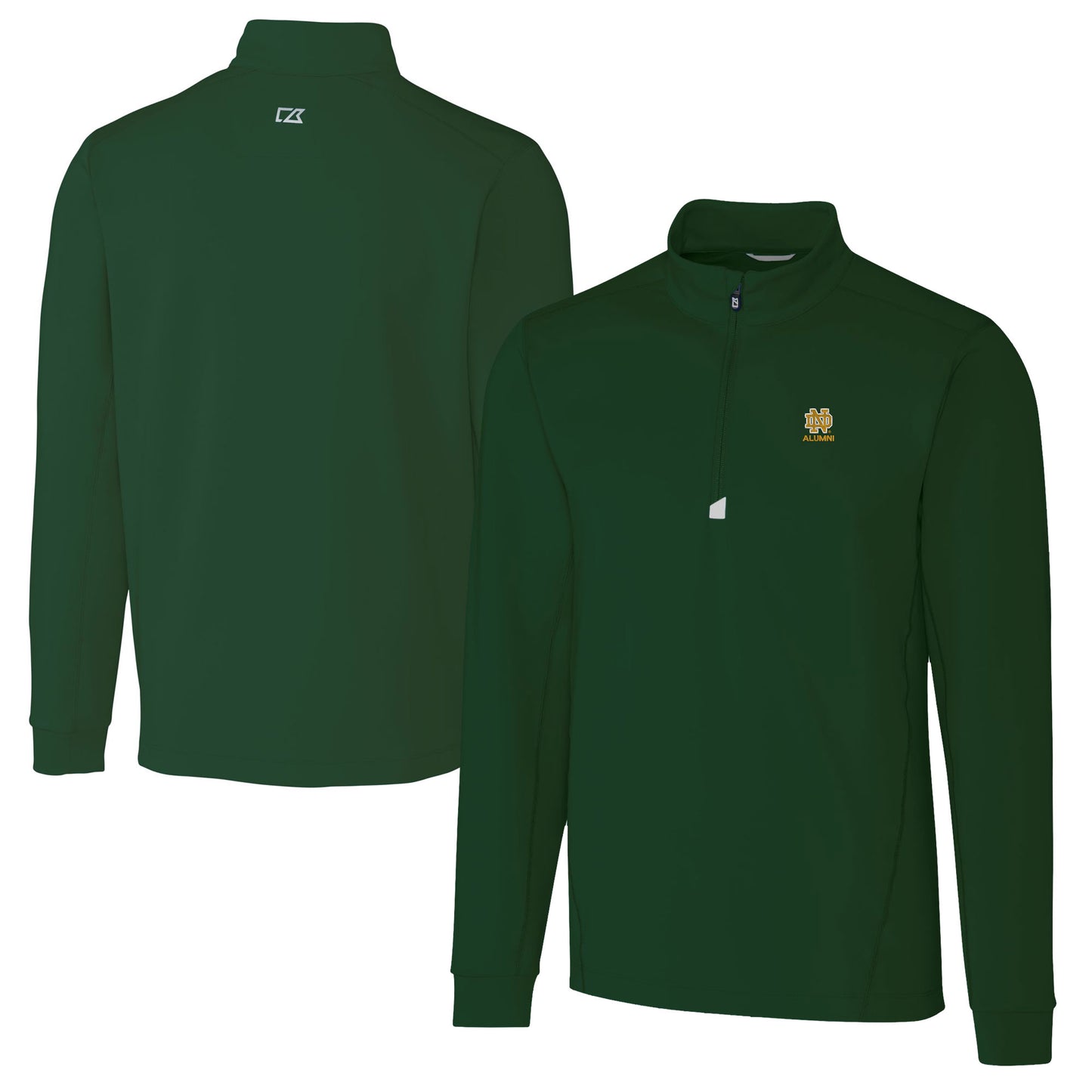 Men's Cutter & Buck  Green Notre Dame Fighting Irish Alumni Logo Traverse Stretch Quarter-Zip Pullover Top