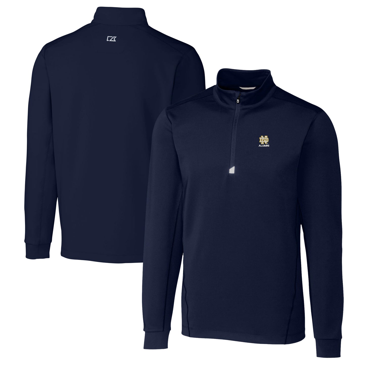 Men's Cutter & Buck  Navy Notre Dame Fighting Irish Alumni Logo Traverse Stretch Quarter-Zip Pullover Top