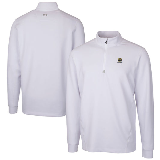 Men's Cutter & Buck  White Notre Dame Fighting Irish Alumni Logo Traverse Stretch Quarter-Zip Pullover Top