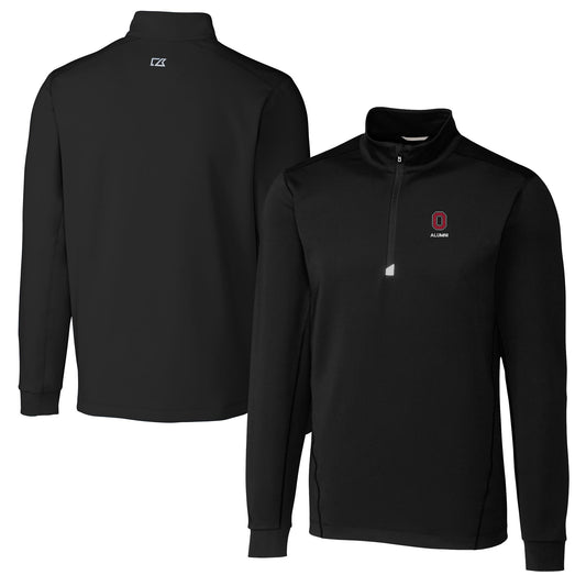 Men's Cutter & Buck  Black Ohio State Buckeyes Alumni Logo Traverse Stretch Quarter-Zip Pullover Top