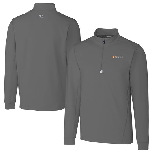 Men's Cutter & Buck  Gray Tennessee Volunteers Alumni Logo Traverse Stretch Quarter-Zip Pullover Top