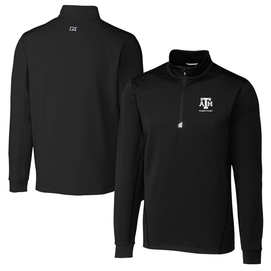 Men's Cutter & Buck  Black Texas A&M Aggies Alumni Logo Traverse Stretch Quarter-Zip Pullover Top