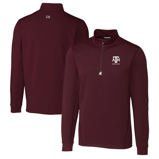 Men's Cutter & Buck  Maroon Texas A&M Aggies Alumni Logo Traverse Stretch Quarter-Zip Pullover Top