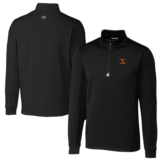 Men's Cutter & Buck  Black Texas Longhorns Alumni Logo Traverse Stretch Quarter-Zip Pullover Top