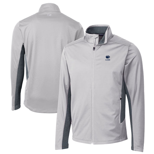 Men's Cutter & Buck  Gray Penn State Nittany Lions Alumni Logo Navigate Softshell Full-Zip Jacket