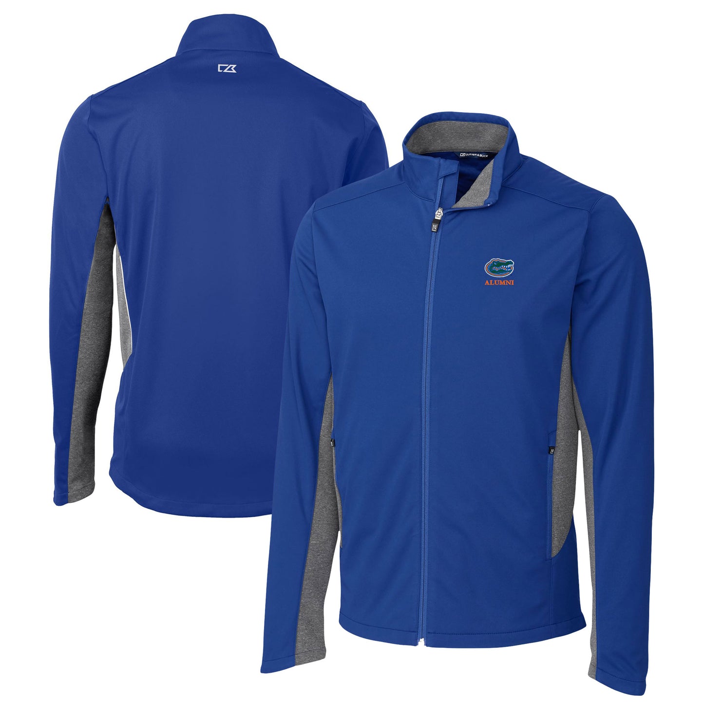 Men's Cutter & Buck  Royal Florida Gators Alumni Logo Navigate Softshell Full-Zip Jacket