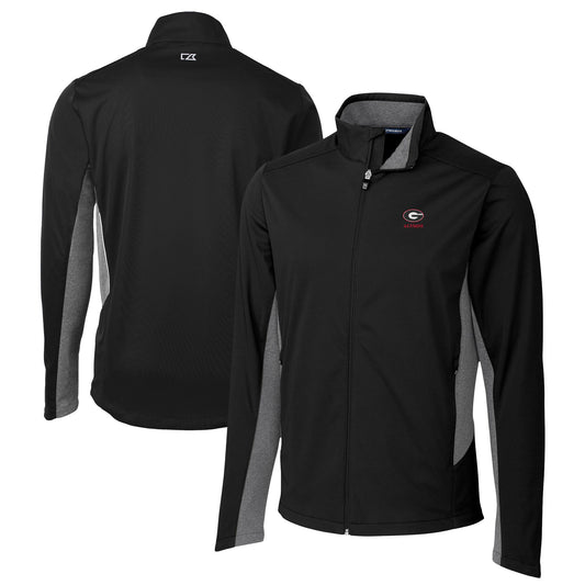 Men's Cutter & Buck  Black Georgia Bulldogs Alumni Logo Navigate Softshell Full-Zip Jacket