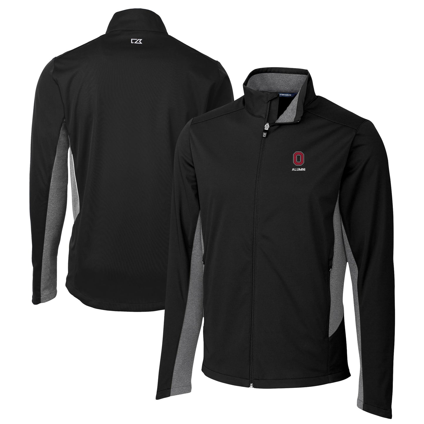 Men's Cutter & Buck  Black Ohio State Buckeyes Alumni Logo Navigate Softshell Full-Zip Jacket