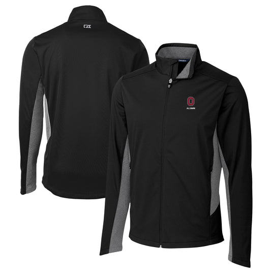 Men's Cutter & Buck  Black Ohio State Buckeyes Alumni Logo Navigate Softshell Full-Zip Jacket