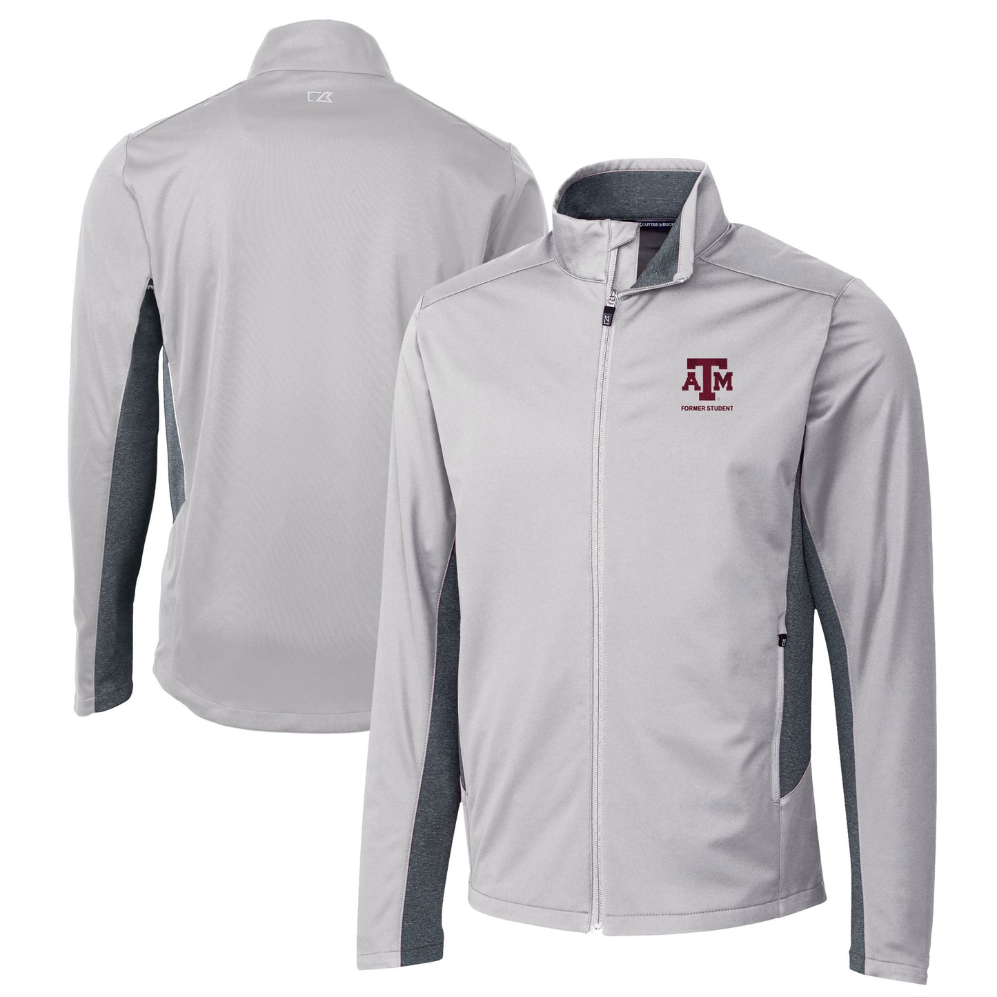Men's Cutter & Buck  Gray Texas A&M Aggies Alumni Logo Navigate Softshell Full-Zip Jacket