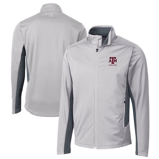 Men's Cutter & Buck  Gray Texas A&M Aggies Alumni Logo Navigate Softshell Full-Zip Jacket