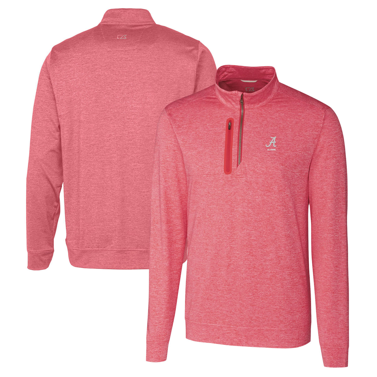 Men's Cutter & Buck  Crimson Alabama Crimson Tide Alumni Logo Stealth Heathered Quarter-Zip Pullover Top