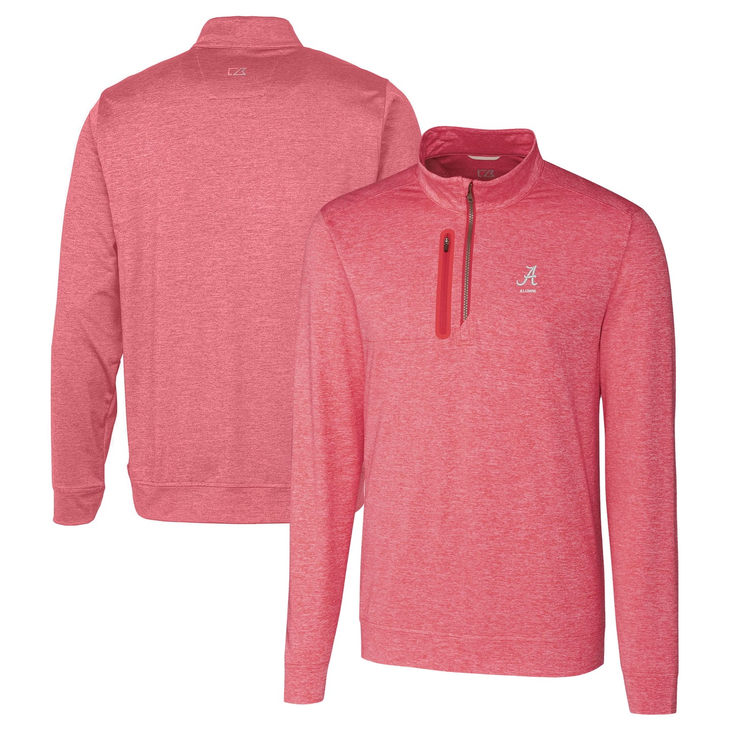 Men's Cutter & Buck  Crimson Alabama Crimson Tide Alumni Logo Stealth Heathered Quarter-Zip Pullover Top